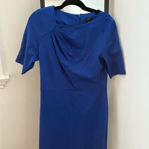 Ann Taylor Blue Sheath Dress with Cowl Neck and Raglan Sleeves